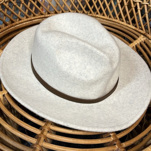 Free people wool Rodeo  Cream Fedora with Brown Band main image 4